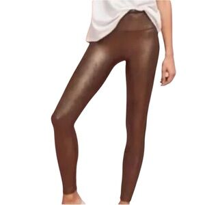 SPANX Faux Leather Leggings Bronze Metal Medium